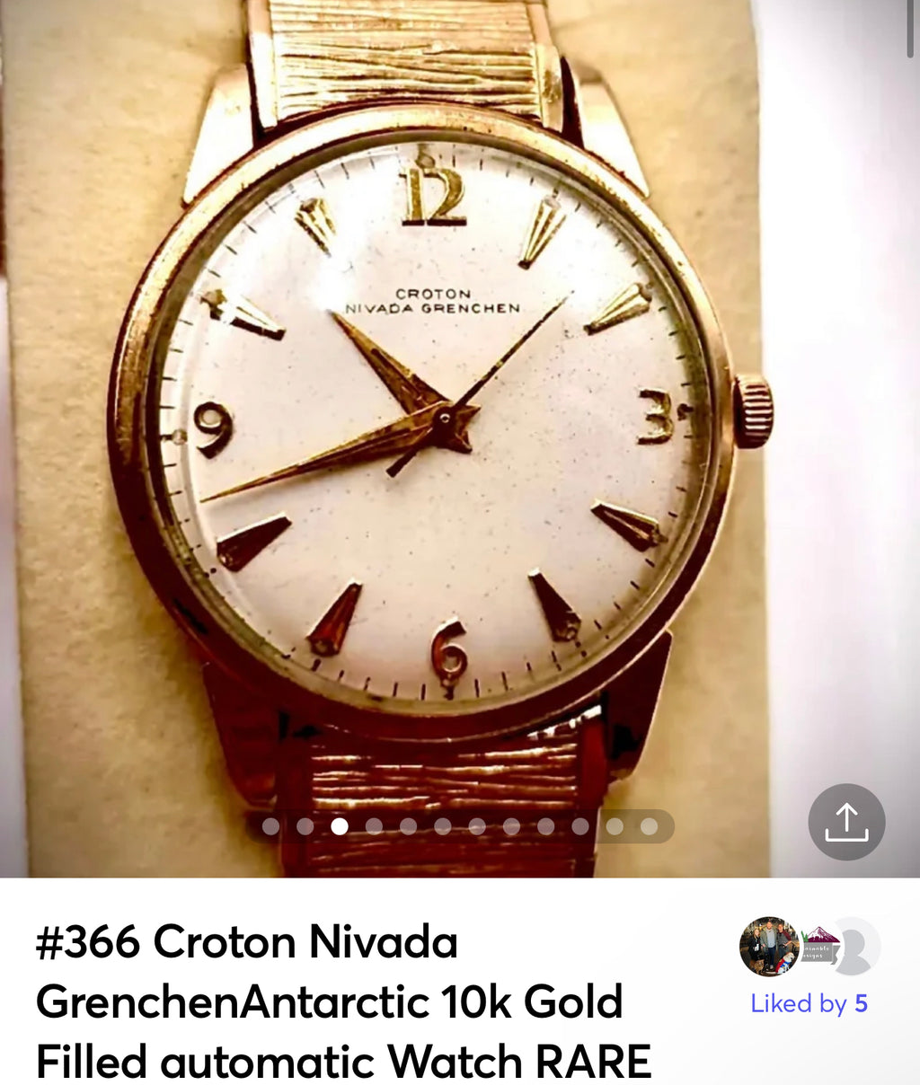 #366 Croton Nivada GrenchenAntarctic 10k Gold Filled Mechanical Watch RARE Works