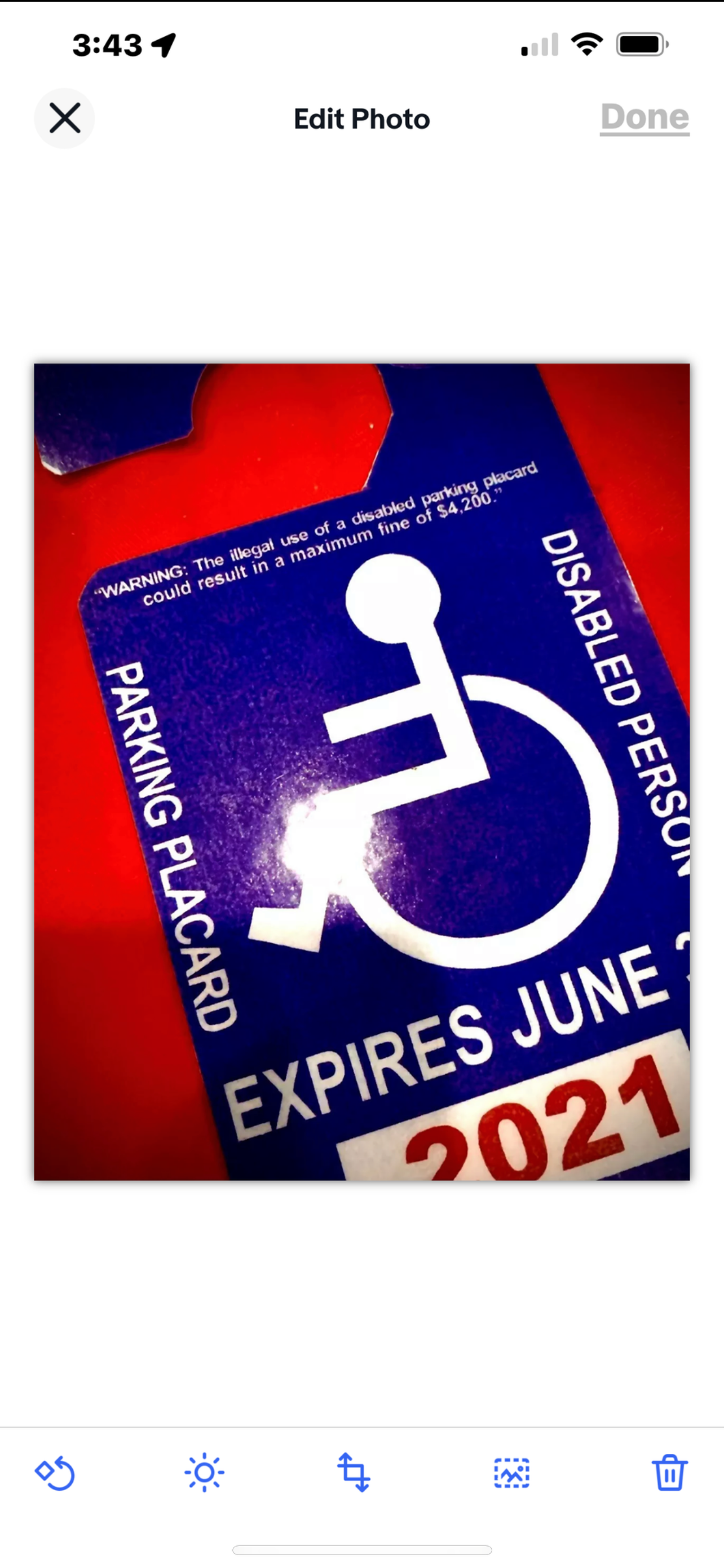 Souvenir 2021 Handicap Disabled  Placard  Impedido Card Same Day Shipping