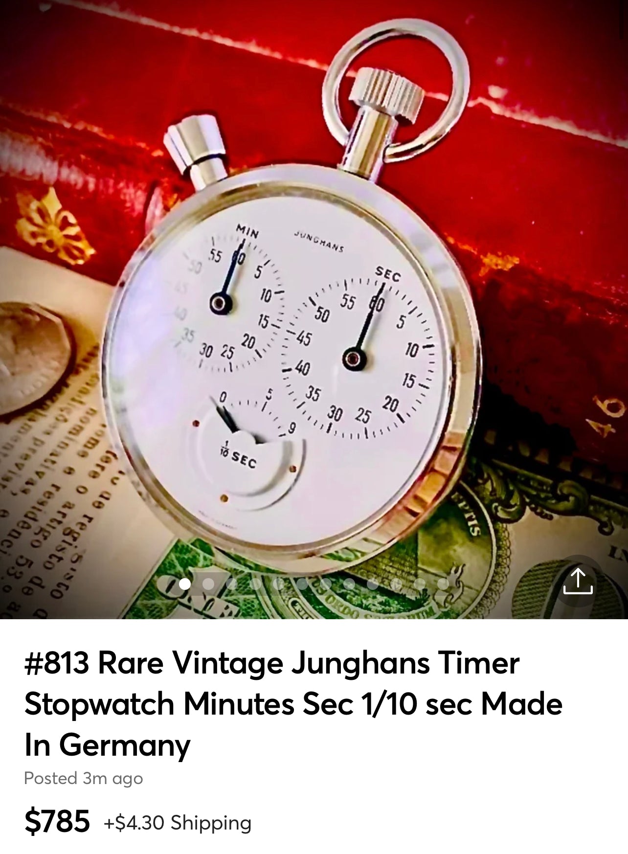 #813 Sample Junghans rare vintage pocket watch stopwatch mechanical retro 1970 Germany