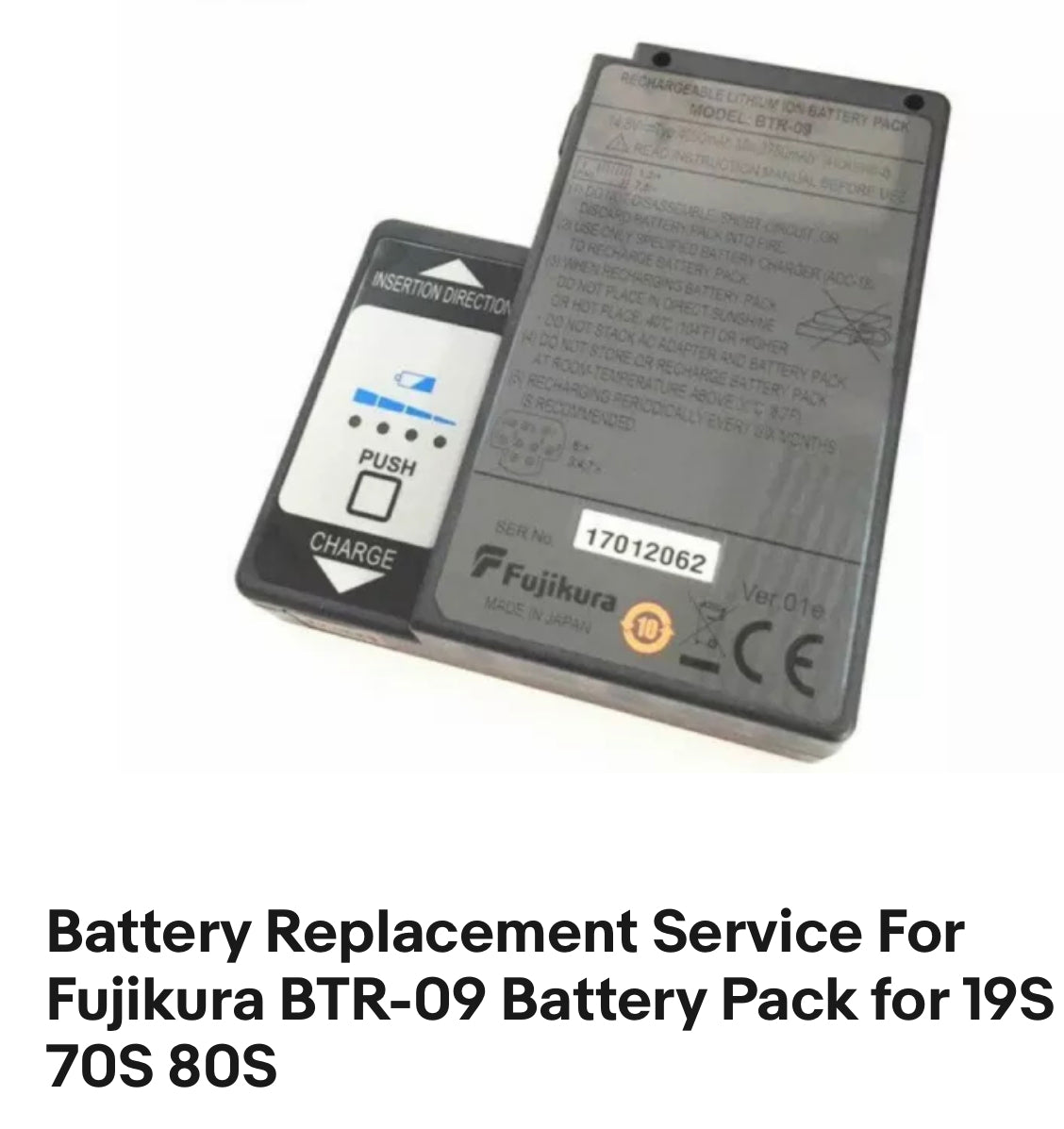 Battery Replacement Service For Fujikura BTR-09 Battery Pack for 19S 70S 80S