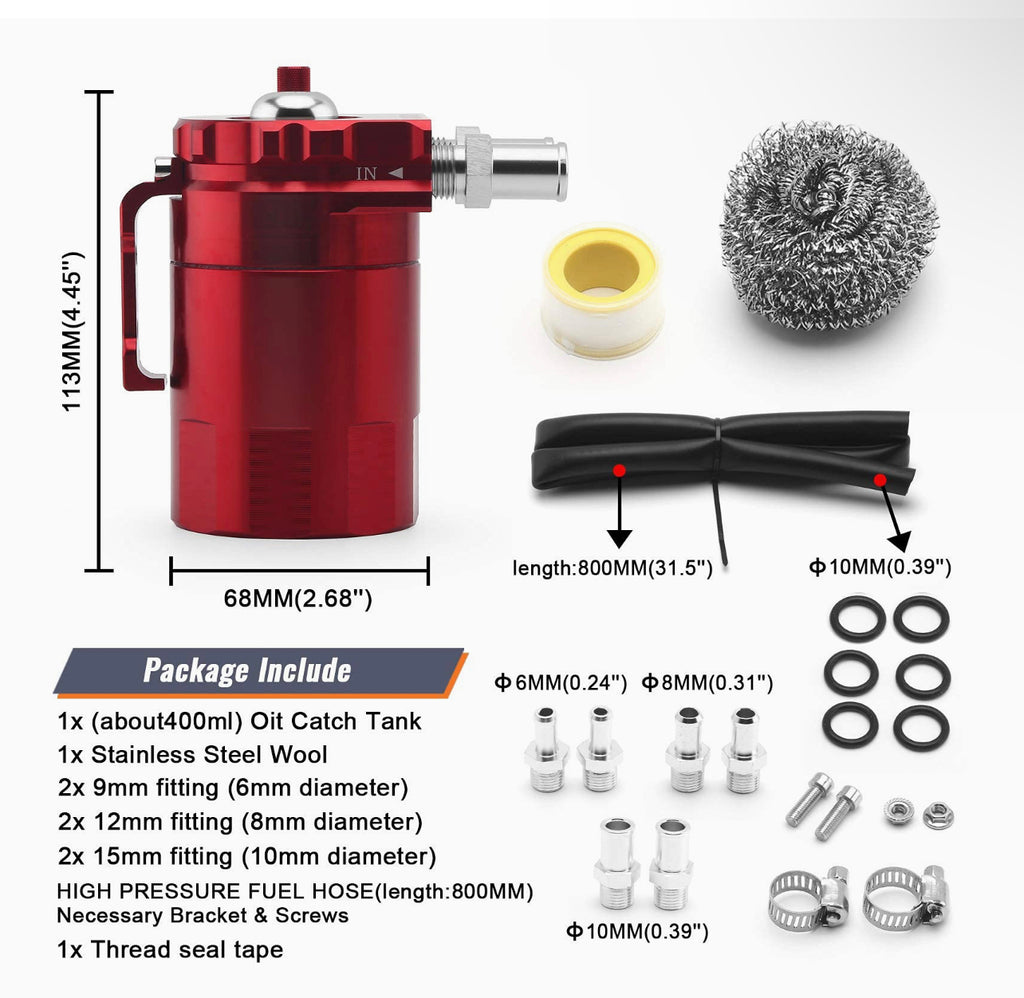 Oil Catch Tank Can Reservoir With Breather Filter Aluminum Fuel Engine