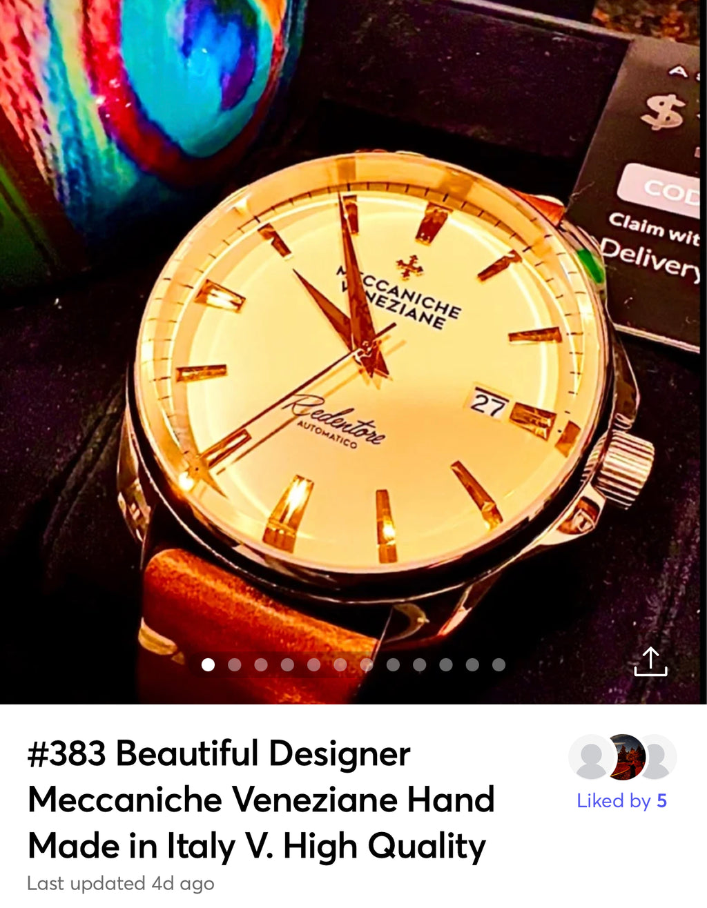 Sold #383 Reserved for  Carlos Beautiful Designer Meccaniche Veneziane Hand Made in Italy Very High Quality