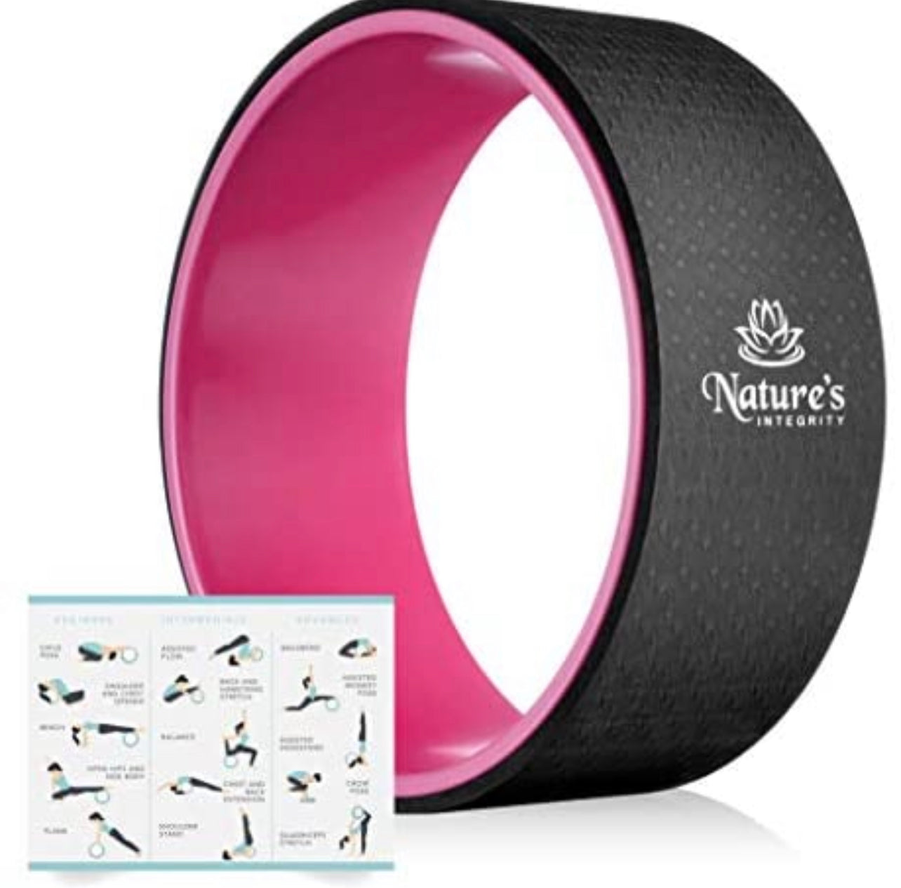 Nature’s Integrity Yoga Wheel Nature's Integrity Yoga Wheel for Stretching and Back Pain - 13" Dharma Yoga Circle Ring, Back Stretcher, Spine Roller - Deep Tissue Massage - Myofascial Release- Bonus Pose Guide Included