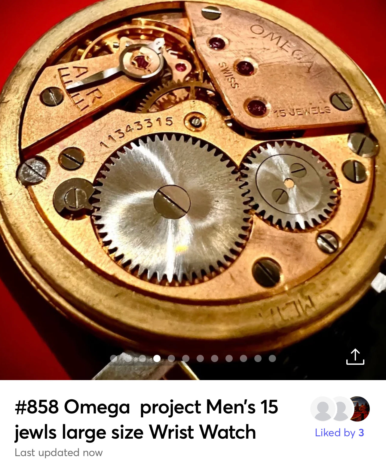 #858 Omega  project Men’s 15 jewls large size Wrist Watch