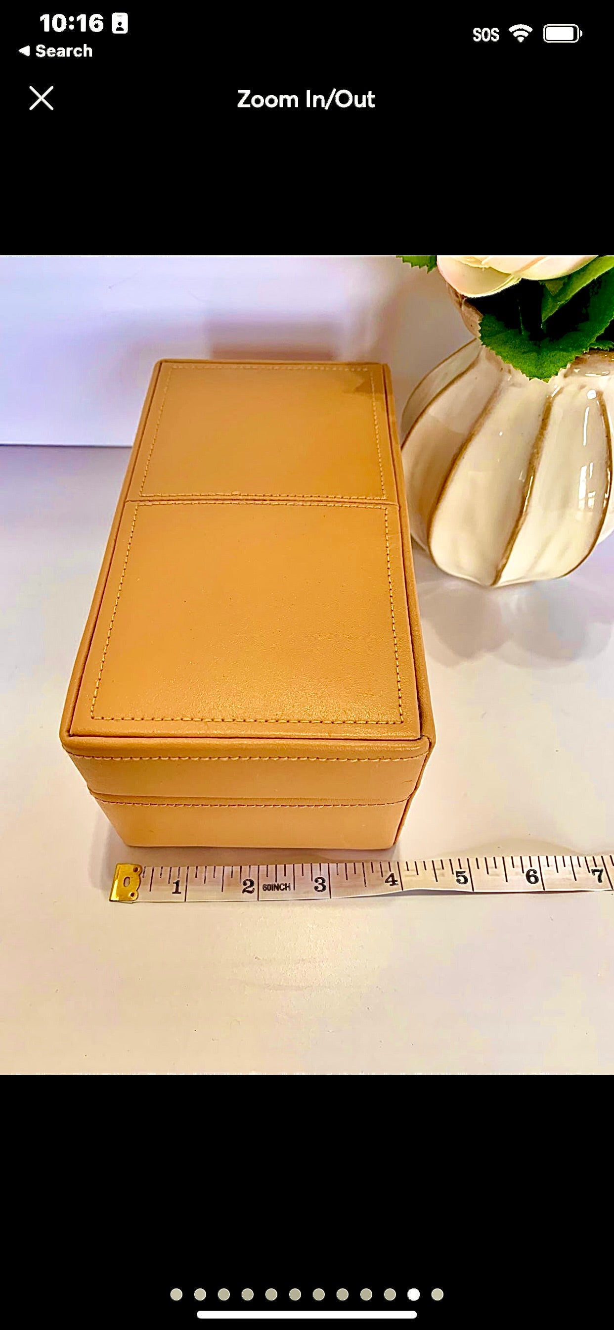 Ladies Tan Genuine Leather Watch Box w Silver Front Closure