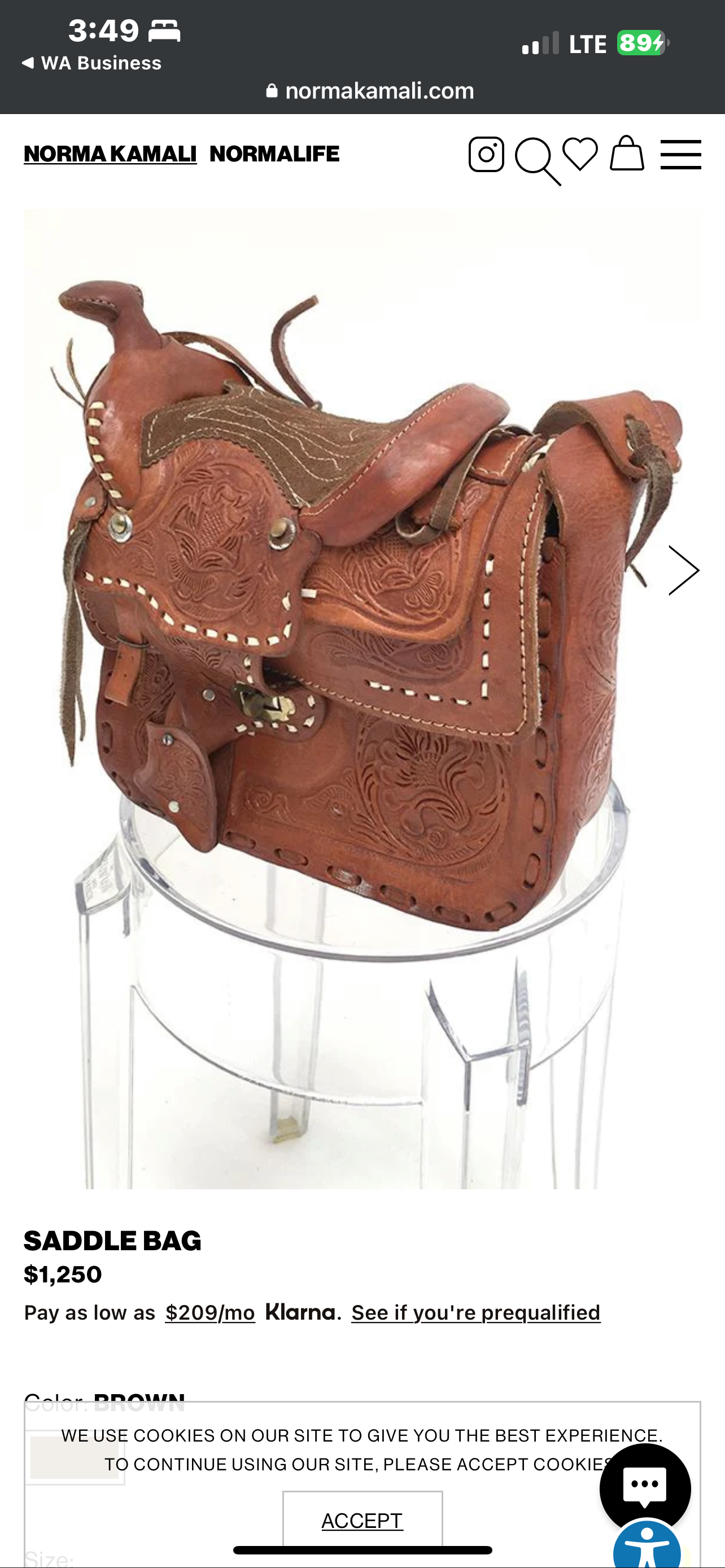 Unique Brown Leather Stamped Novelty Western Cowgirl Cowboy Saddle Purse