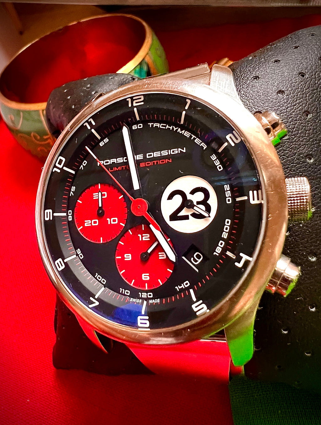 #616 Porsche Design P6612 Dashboard Chronograph Limited Edition Titanium Swiss Automatic case 42mm Lugs 22mmHighly Collectable Titanium watch car 23 winner of 1970 Lemont