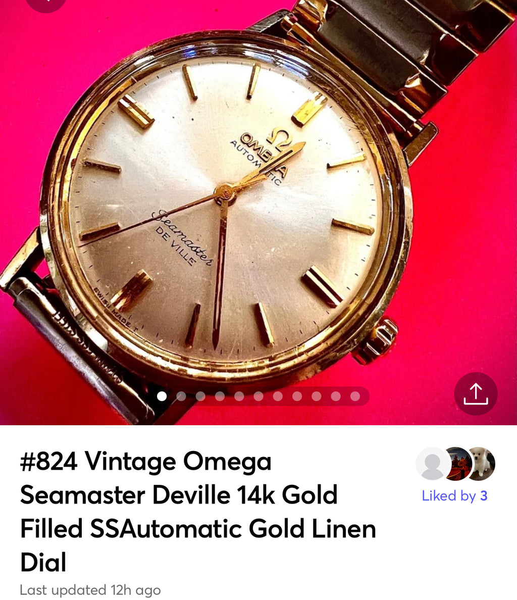 Copy #824 Vintage Omega Seamaster Deville 14k Gold Filled SS Automatic Gold Linen Dial