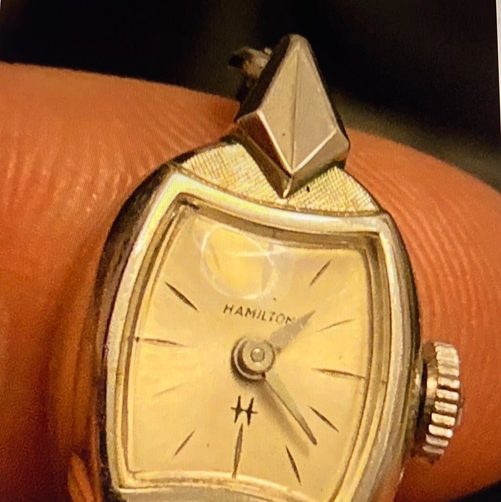 #737 1950 Rare Vintage Hamilton 17 Jewels Ladies Watch Shock Resist 10K R.Gold