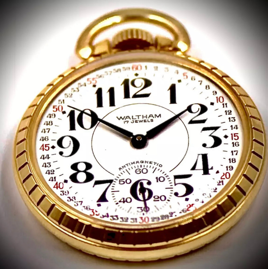 #122 VINTAGE WALTHAM 6431 6445 RAILROAD GRADE Swiss POCKET WATCH 17J 10KRGP