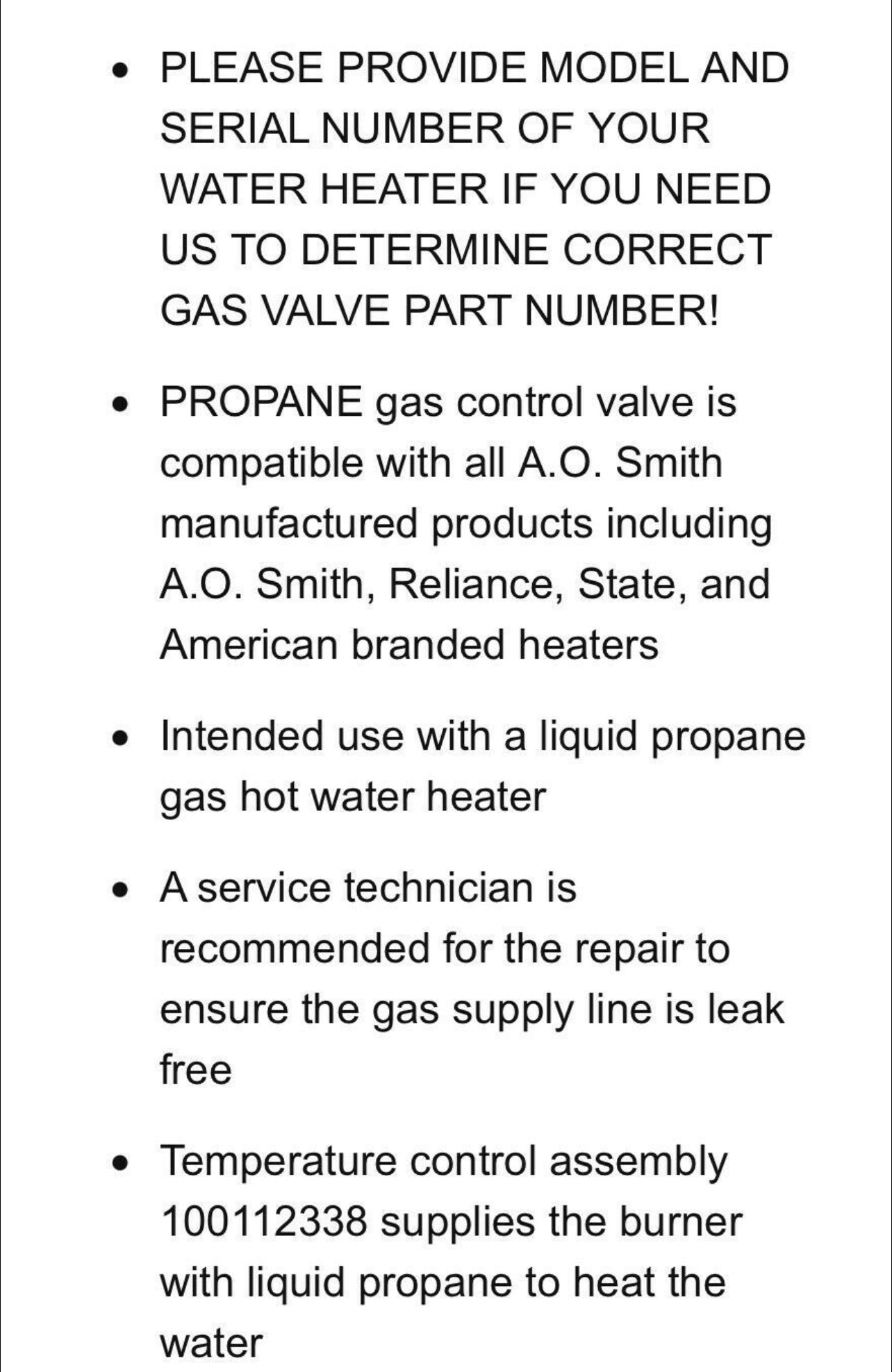 Original Honeywell Water Heater Propane Gas Control ValveWV8840B5069 2 1/4”short sensor probe