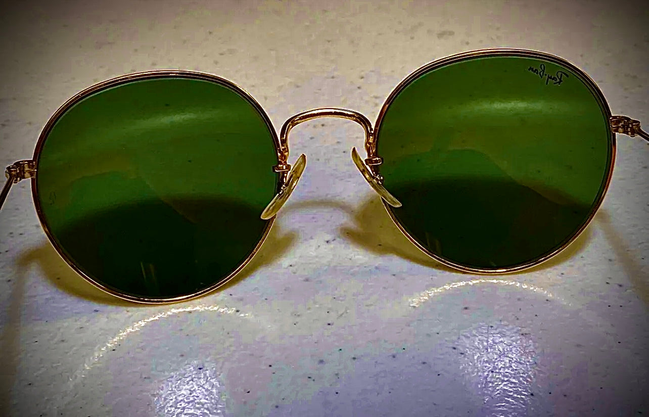 Beautiful VINTAGE Glass Lense Ray-Ban ROUND AVIATOR SUNGLASSES