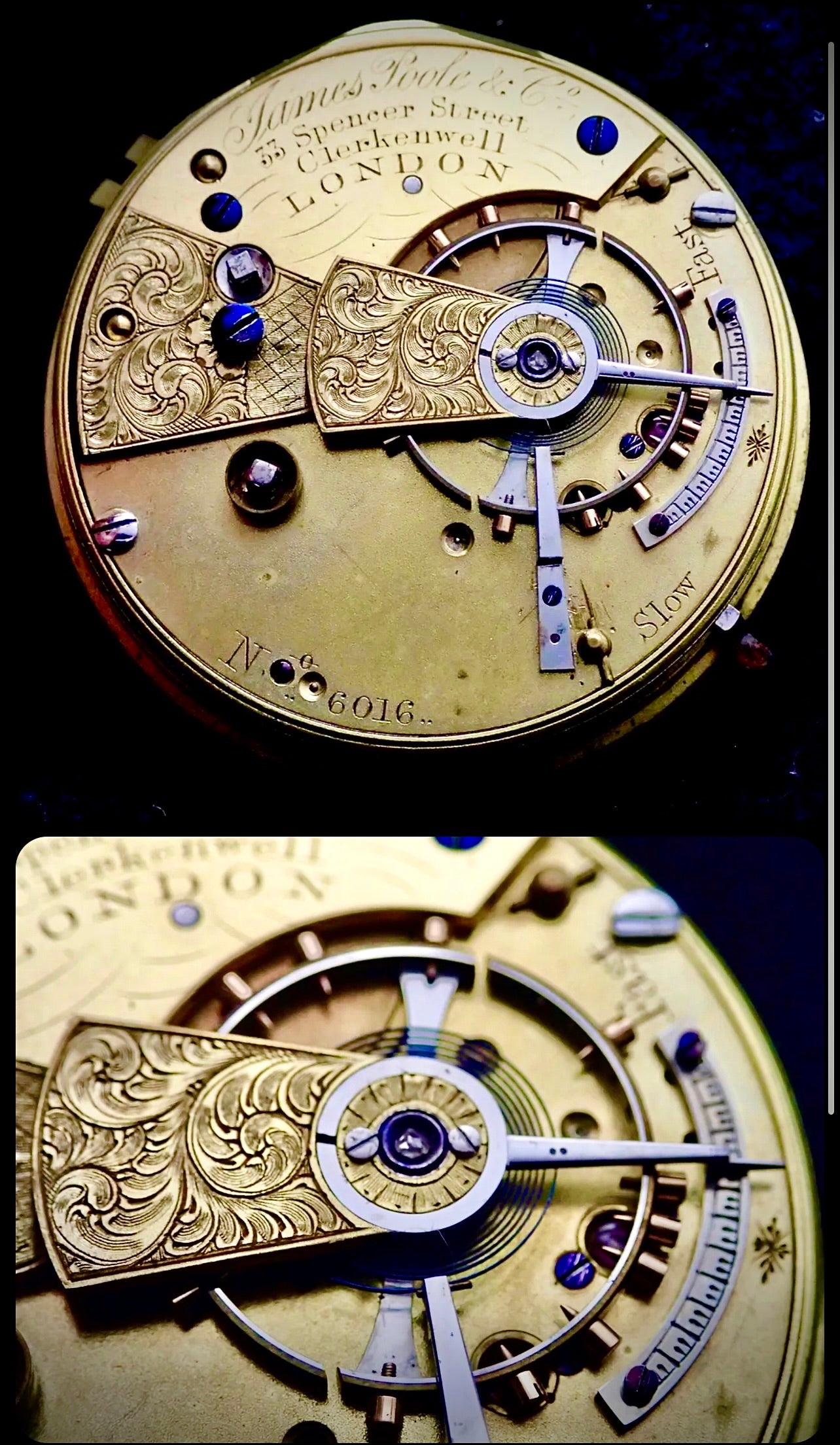 #820 James Poole & Co London Quality Fusee lever pocket watch movement