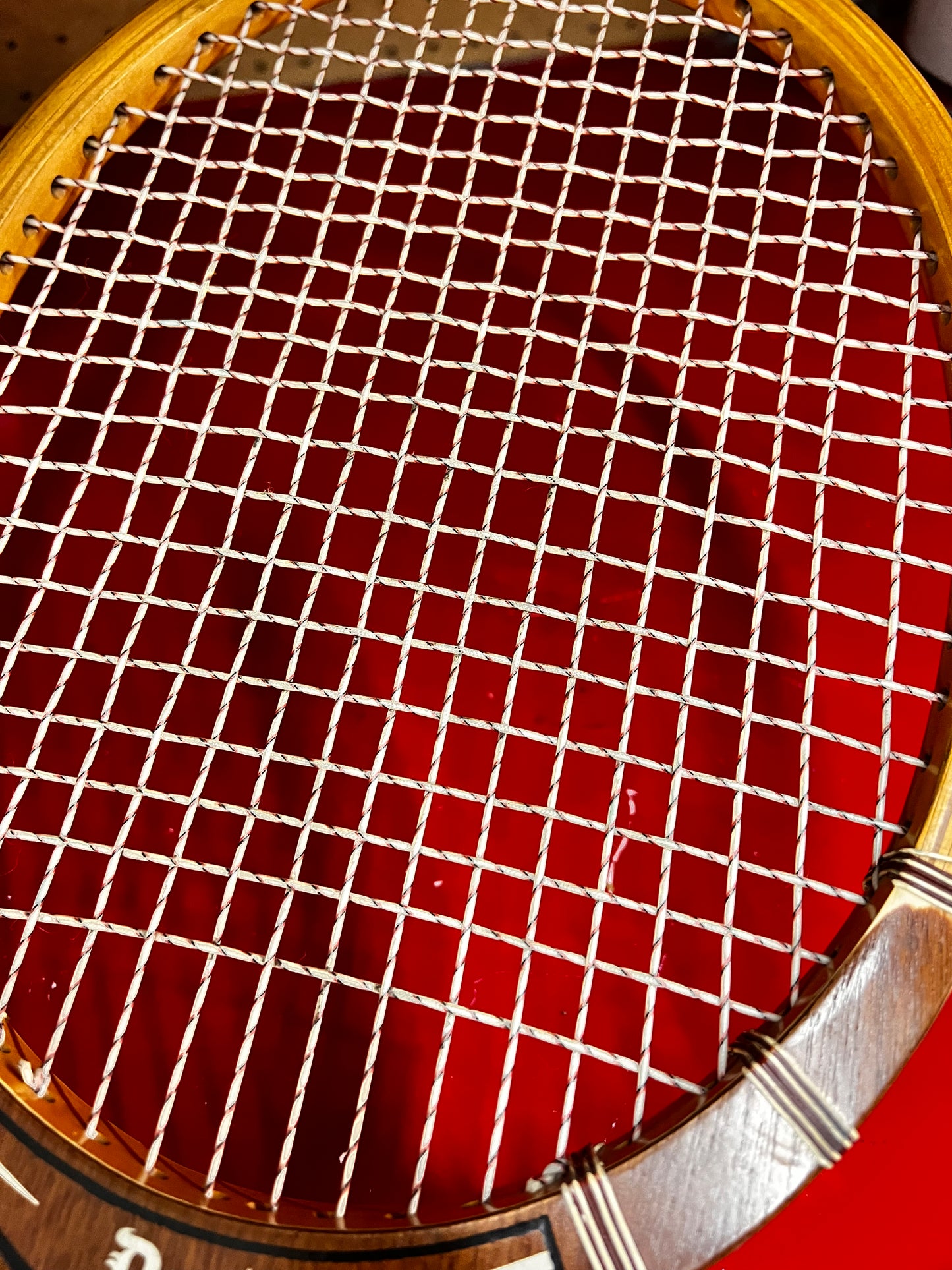 TAD DAVIS VTG. HI-POINT WOODEN TENNIS RACQUET CUSTOM MADE 3L 4 1/2" GRIP W/FRAME