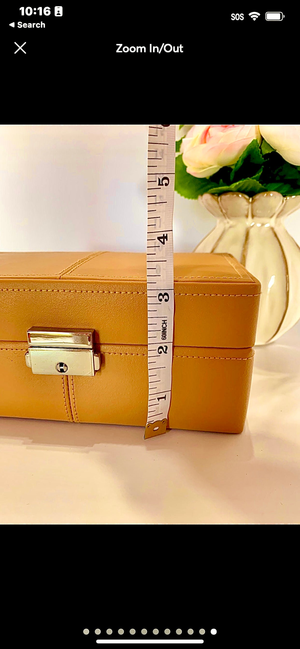 Ladies Tan Genuine Leather Watch Box w Silver Front Closure