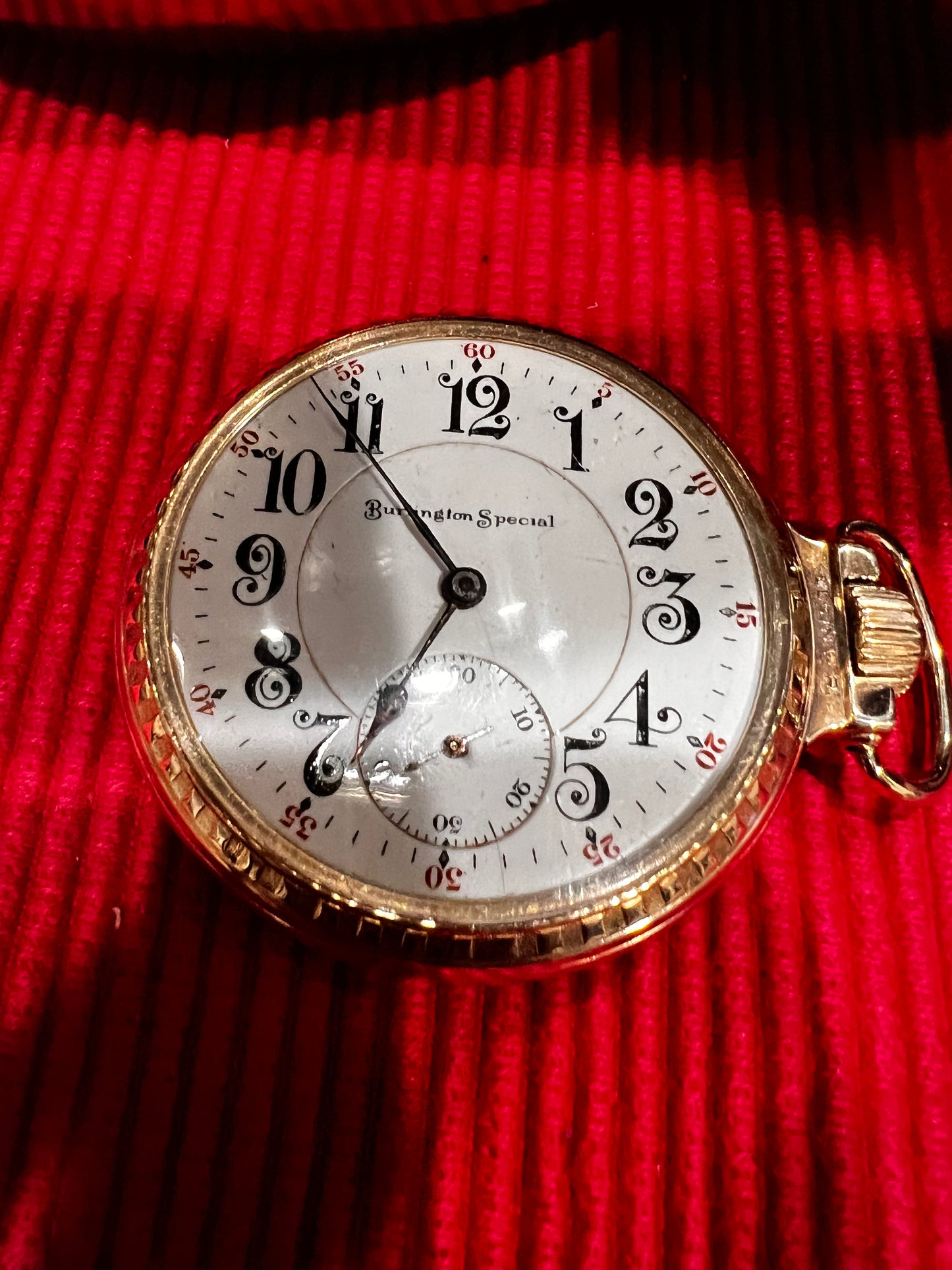 #603 Antique rare 1908 Burlington Special 12k Gold Filled 19J Size 16S pocket watch