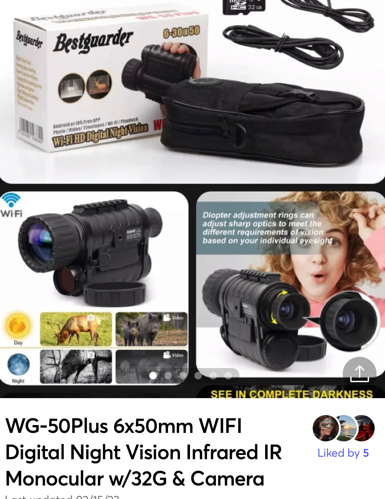 WG-50Plus 6x50mm WIFI Digital Night Vision Infrared IR Monocular w/32G & Camera