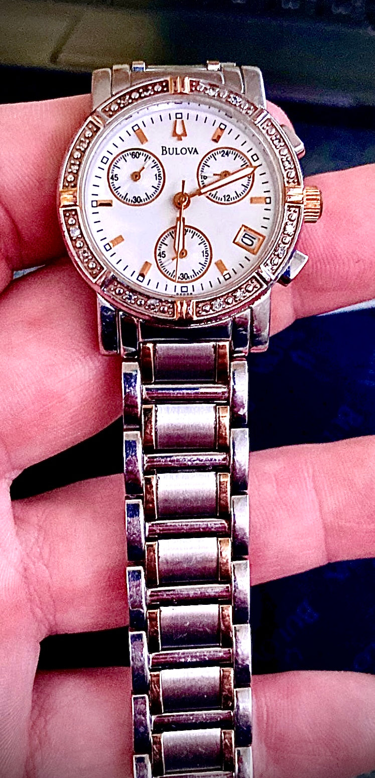 #782  Bulova C637380 Women's Chronograph Watch with Diamond Accents (new battery) Ebay Inv Mercari $91.62