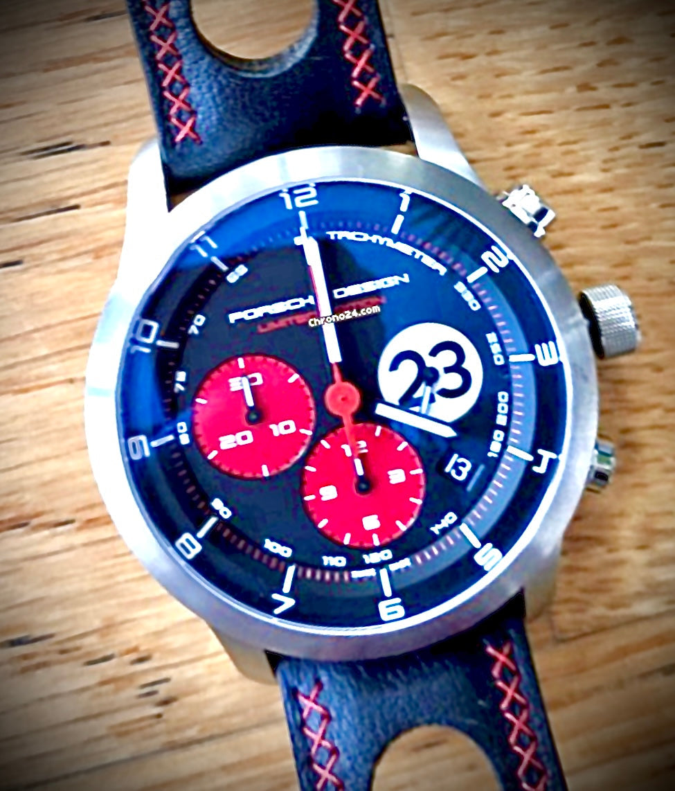 #616 Porsche Design P6612 Dashboard Chronograph Limited Edition Titanium Swiss Automatic case 42mm Lugs 22mmHighly Collectable Titanium watch car 23 winner of 1970 Lemont