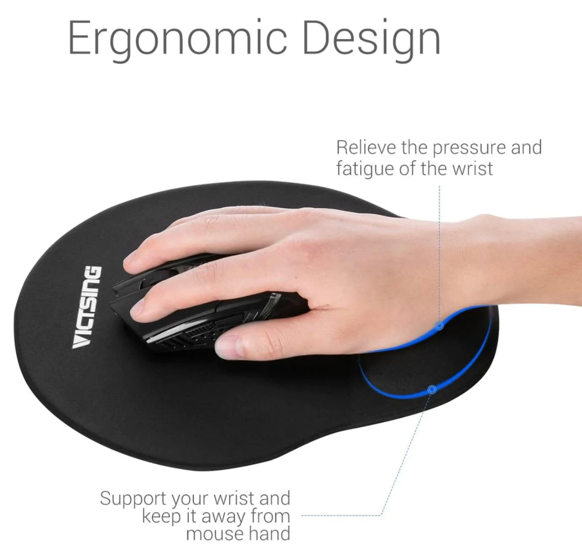 VicTsing Ergonomic Mouse Pad With Gel Wrist Rest Support-US07