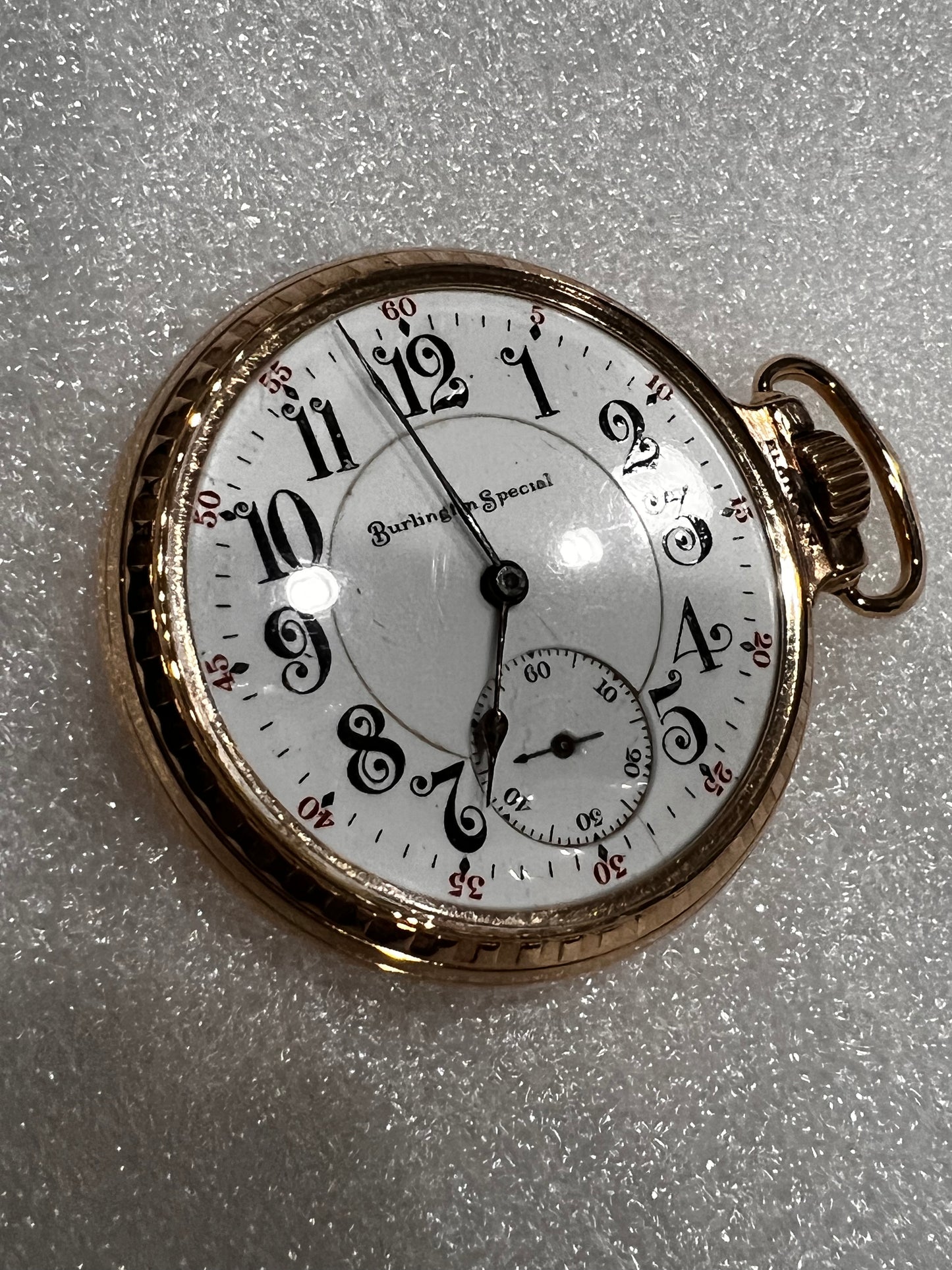 #603 Antique rare 1908 Burlington Special 12k Gold Filled 19J Size 16S pocket watch