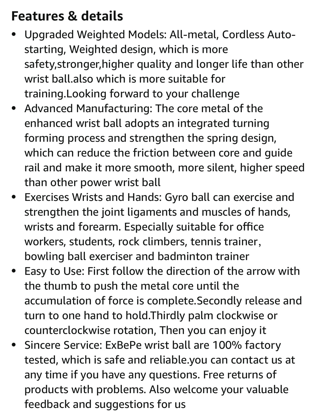 EXBEPE All-Metal Power Gyro Ball,Weighted Auto-Start Hand Wrist Forearm Trainer and Strengthener for Exercise Joint and Muscle with Ball Bag