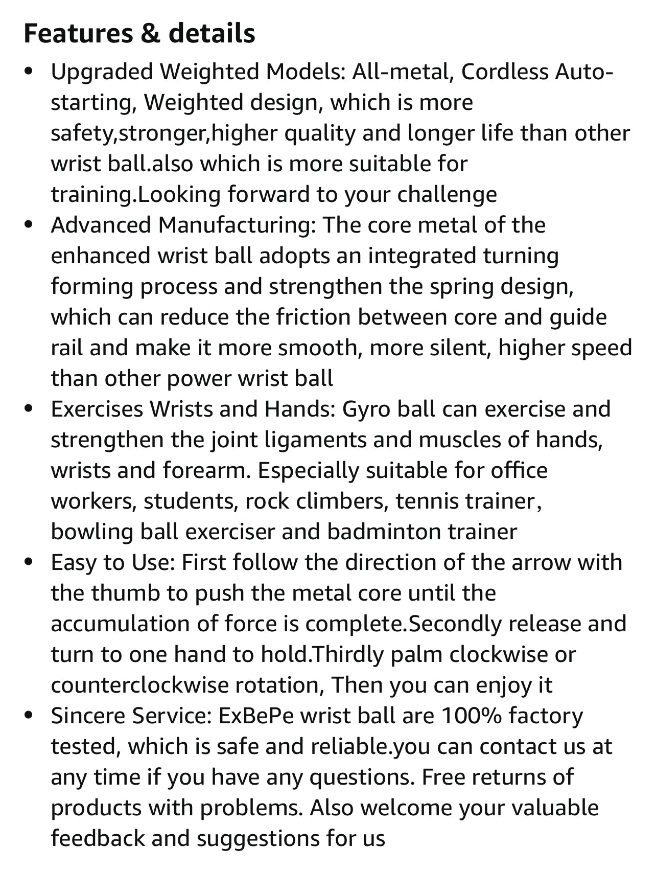 EXBEPE All-Metal Power Gyro Ball,Weighted Auto-Start Hand Wrist Forearm Trainer and Strengthener for Exercise Joint and Muscle with Ball Bag