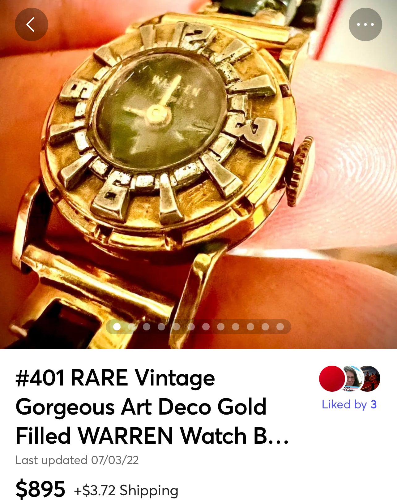 R#401 RARE Vintage Gorgeous Art Deco Gold Filled WARREN Watch Bakelite