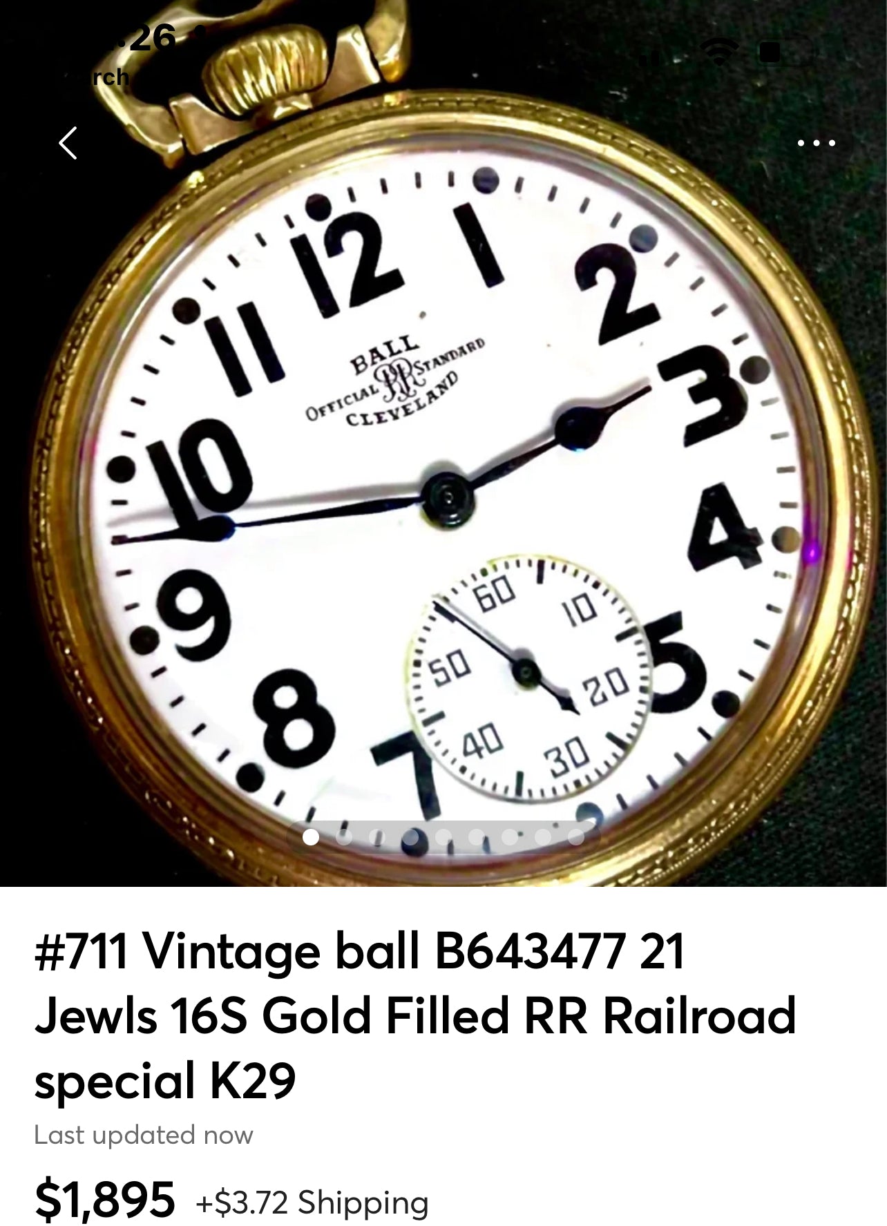 #711 Vintage Ball B643477 21j 16s Gold filled railroad special k29