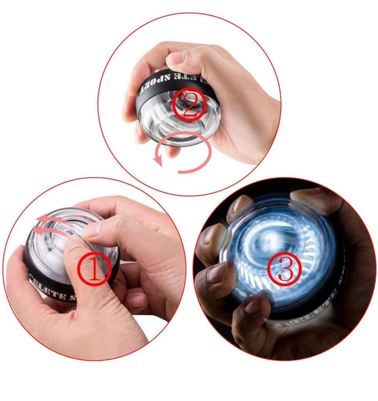 ACELETE Auto-Start 2.0 Power Ball Gyro Ball Forearm Exerciser Wrist Strengthener for Stronger Arm Wrist Bones and Muscle