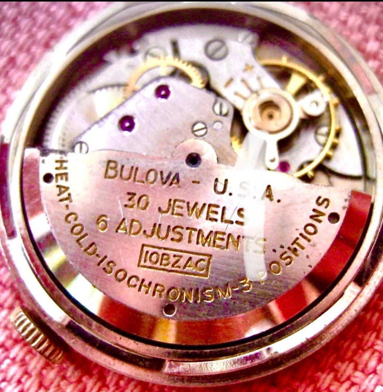 #365M Vintage BULOVA cal 10 BZAC selfwinding wrist watch movemnet for Parts or not working