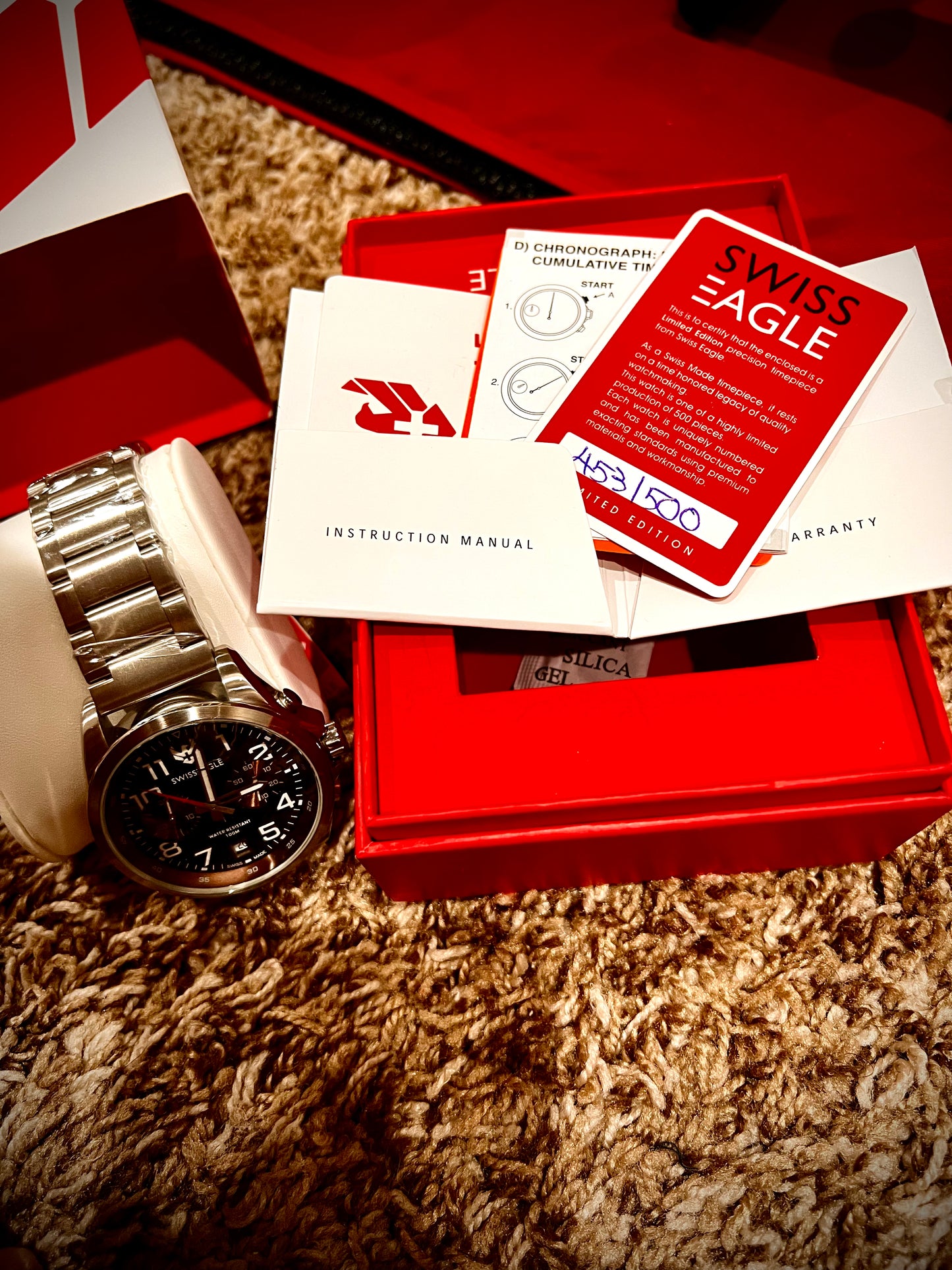 #882 Swiss Eagle 100 Meter Swiss Made Quartz Chronograph Watch with Date Limited Edition Brand New