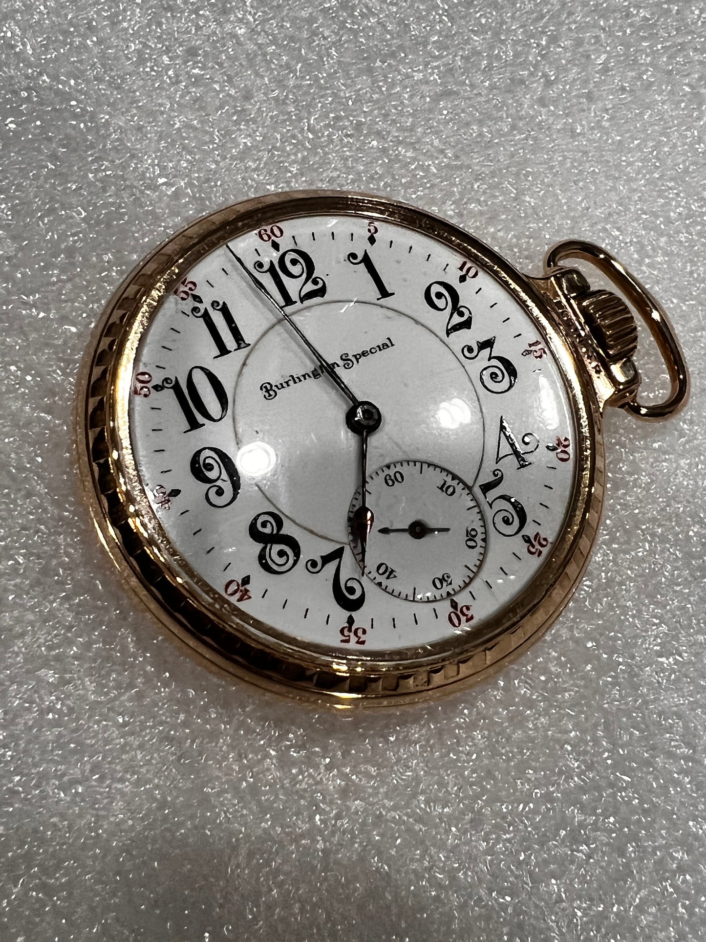 #603 Antique rare 1908 Burlington Special 12k Gold Filled 19J Size 16S pocket watch