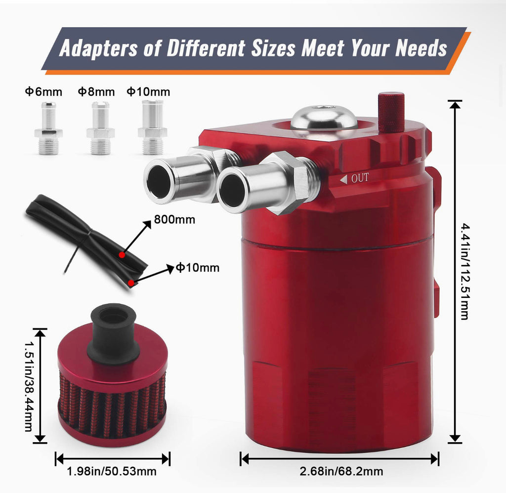Oil Catch Tank Can Reservoir With Breather Filter Aluminum Fuel Engine