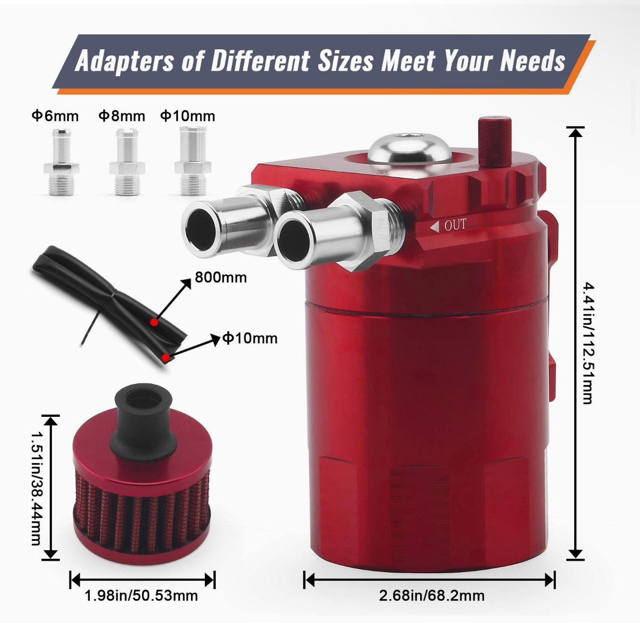 Oil Catch Tank Can Reservoir With Breather Filter Aluminum Fuel Engine