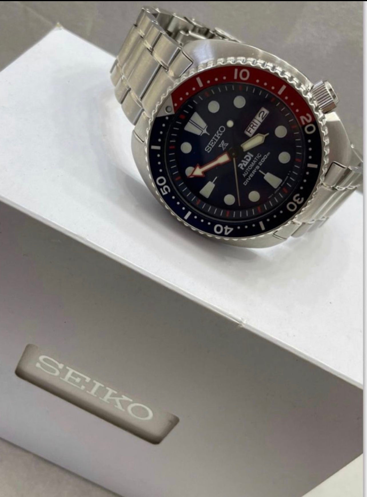 #636 Seiko SRPA21 Prospex PADI Special Edition Steel 45mm Diver Automatic Men's Watch blue dial larger size