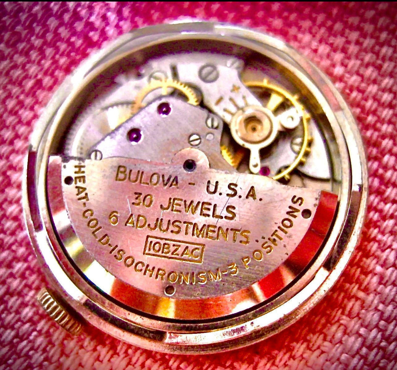 #365M Vintage BULOVA cal 10 BZAC selfwinding wrist watch movemnet for Parts or not working