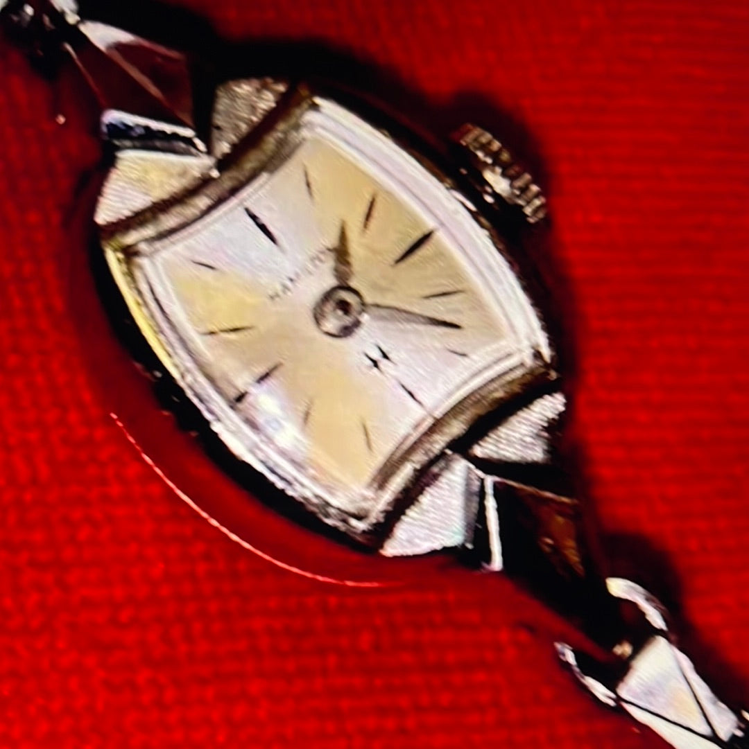 #737 1950 Rare Vintage Hamilton 17 Jewels Ladies Watch Shock Resist 10K R.Gold