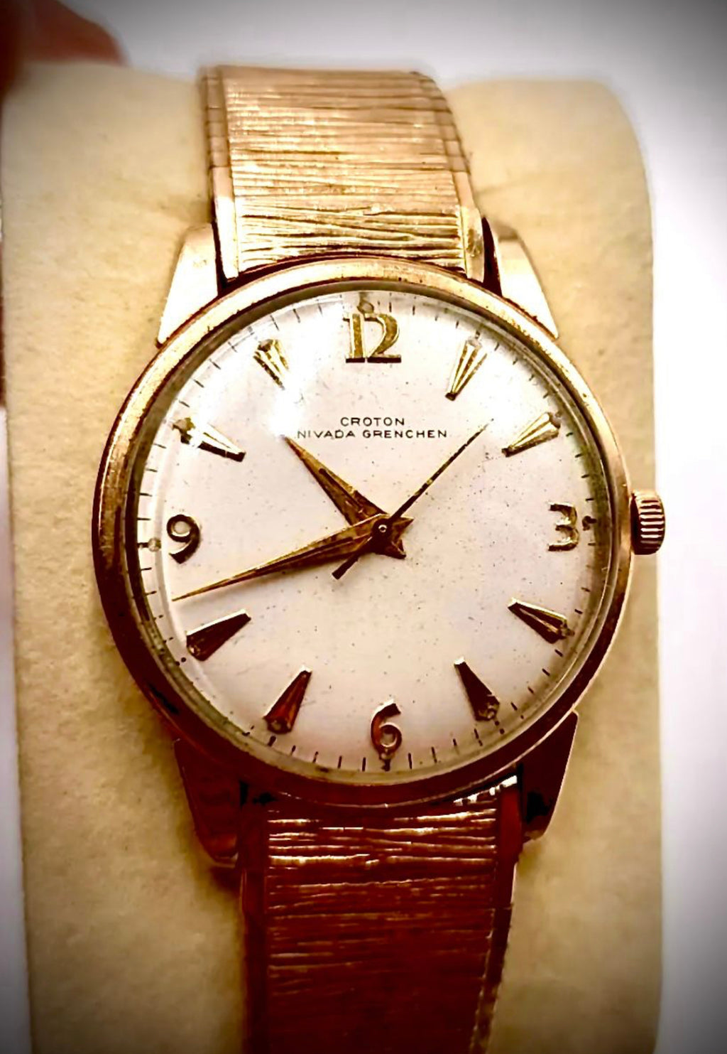 #366 Croton Nivada GrenchenAntarctic 10k Gold Filled Mechanical Watch RARE Works