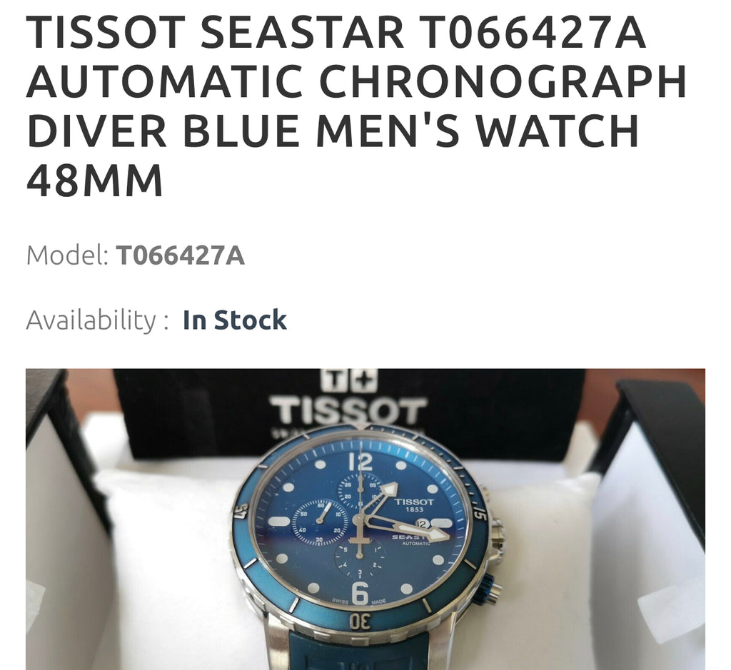 #619 TISSOT SEASTAR T066427A AUTOMATIC CHRONOGRAPH DIVER BLUE MEN'S WATCH 48MM
