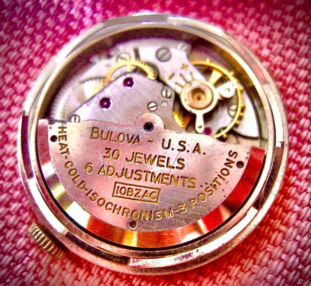 #365M Vintage BULOVA cal 10 BZAC selfwinding wrist watch movemnet for Parts or not working