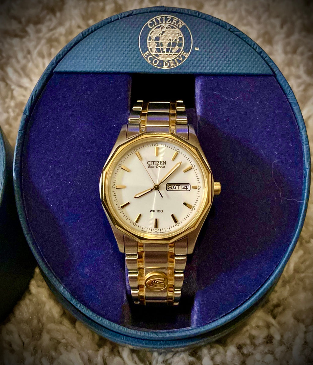 #883 Citizen Eco-Drive Men's Gold and Silver Watch Model E101-S053439