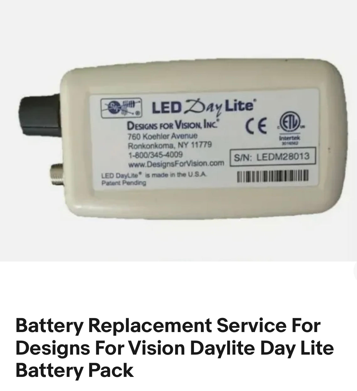 Battery Replacement Service For Designs For Vision Daylite Day Lite Battery Pack