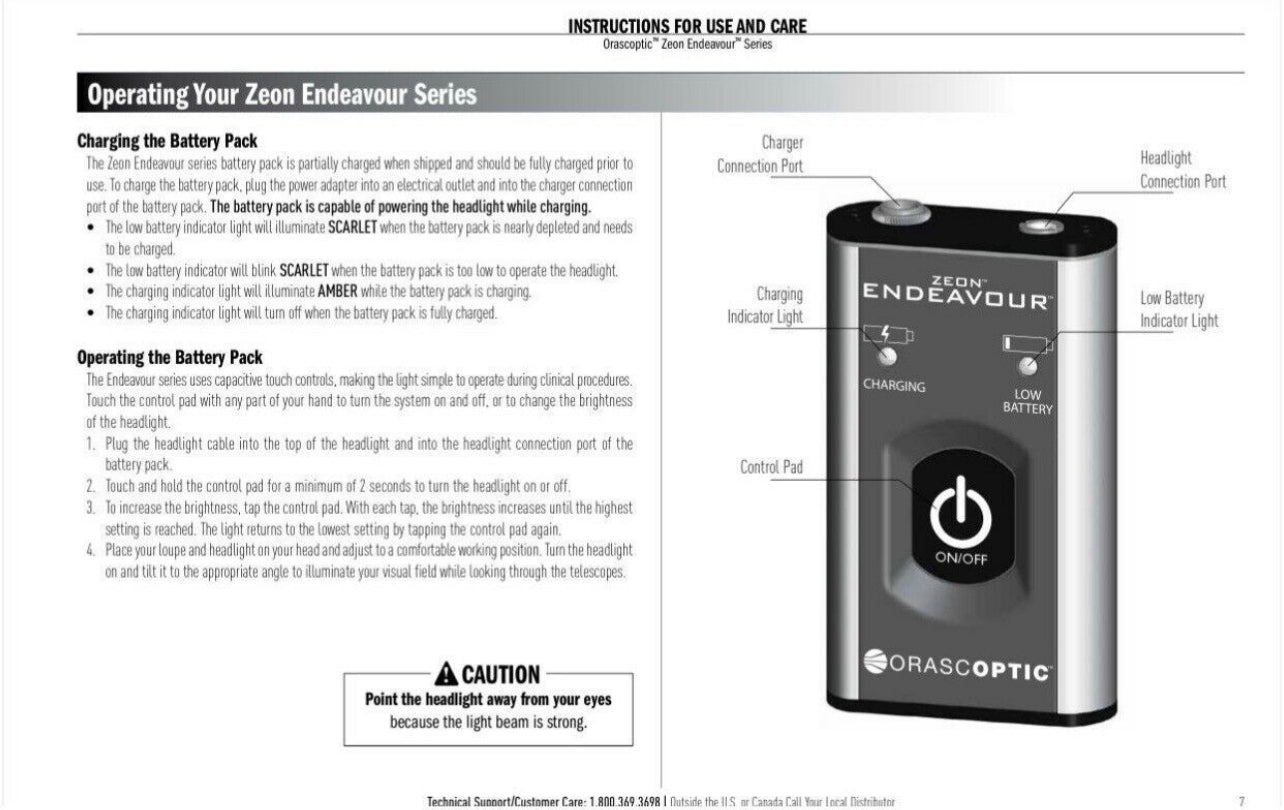 Quick Exchange Service for Orascoptic Zeon Endeavour Dental LED Louopes light System Battery Module Only