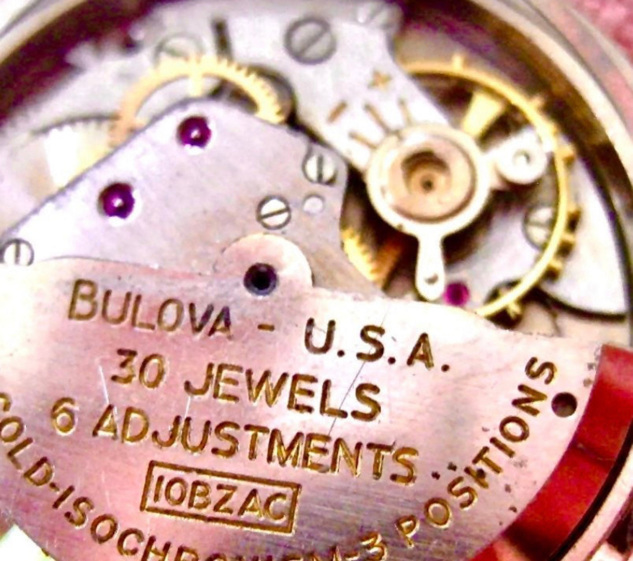 #365M Vintage BULOVA cal 10 BZAC selfwinding wrist watch movemnet for Parts or not working