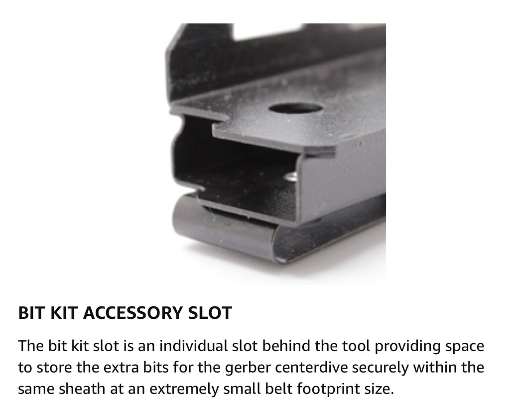 RAE Gear - Center-Drive Sheath Belt Clip Holster Compatible with Gerber Centerdrive Multitool (Tool & BITS NOT Included) (2.25" Belt Clip with BIT KIT Attachment)