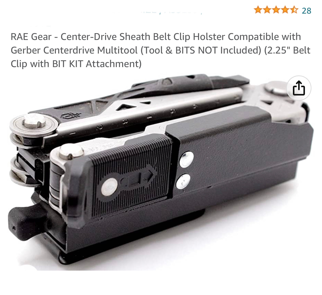 RAE Gear - Center-Drive Sheath Belt Clip Holster Compatible with Gerber Centerdrive Multitool (Tool & BITS NOT Included) (2.25" Belt Clip with BIT KIT Attachment)