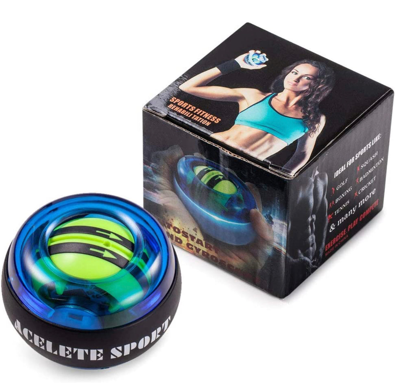 ACELETE Auto-Start 2.0 Power Ball Gyro Ball Forearm Exerciser Wrist Strengthener for Stronger Arm Wrist Bones and Muscle