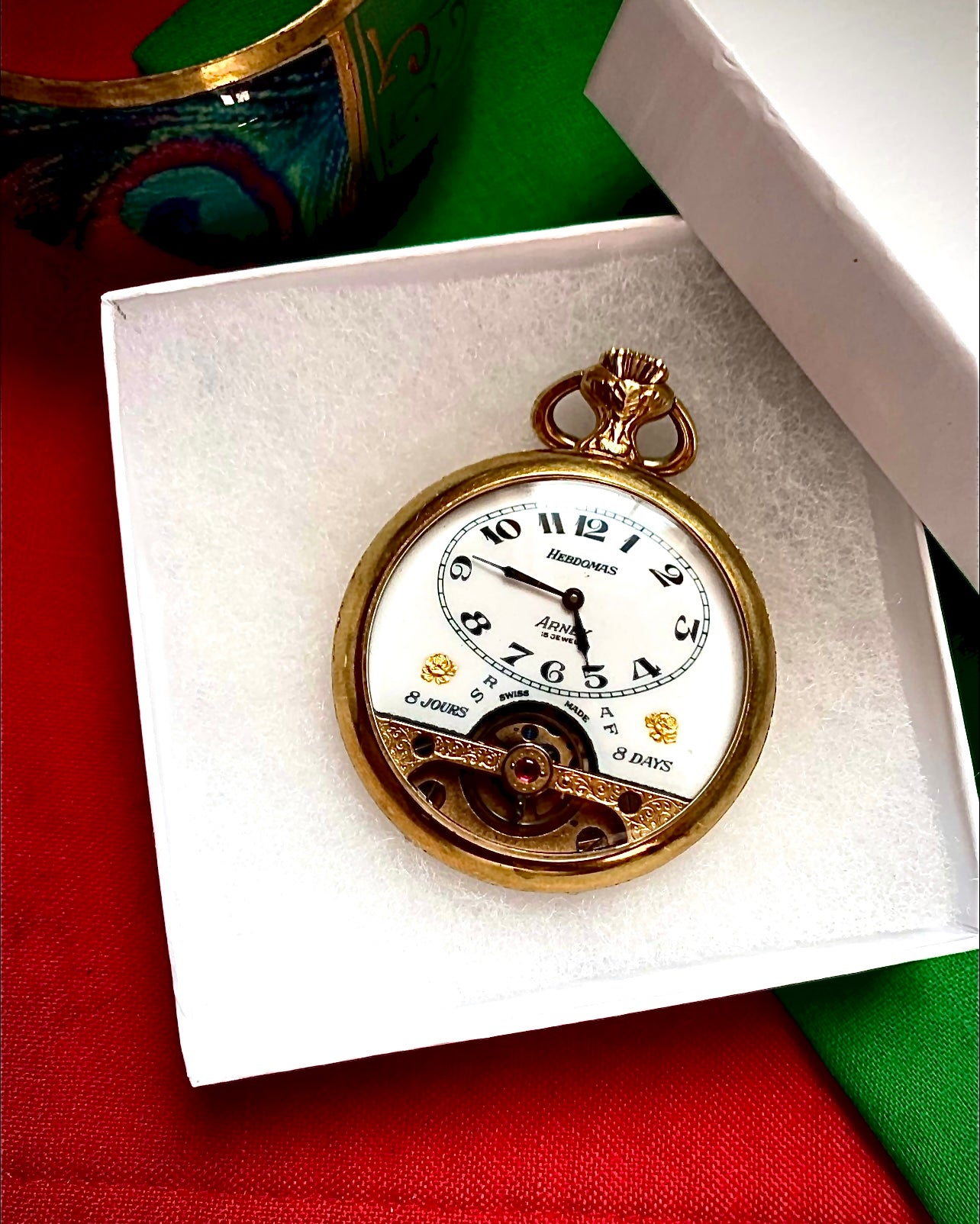 #65 Vintage 1920s Amazing Collector’s Visible Mechanism Arnex 8 Day 15 Jewel Pocket Watch