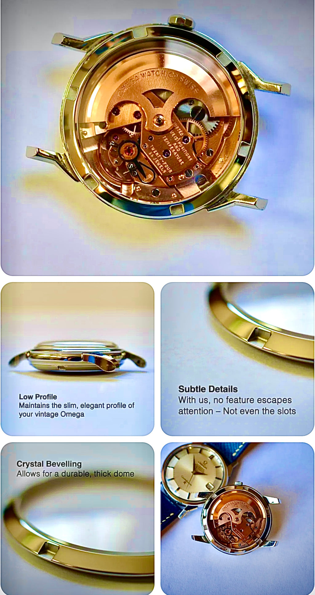 Custom Exhibition Caseback for Vintage 1960s Omega Seamasters and Constellations